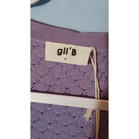 Gil'B Women's Small Knitted V Neck Lace Cardigan 100% Cotton Lavender NWT - Picture 3 of 6